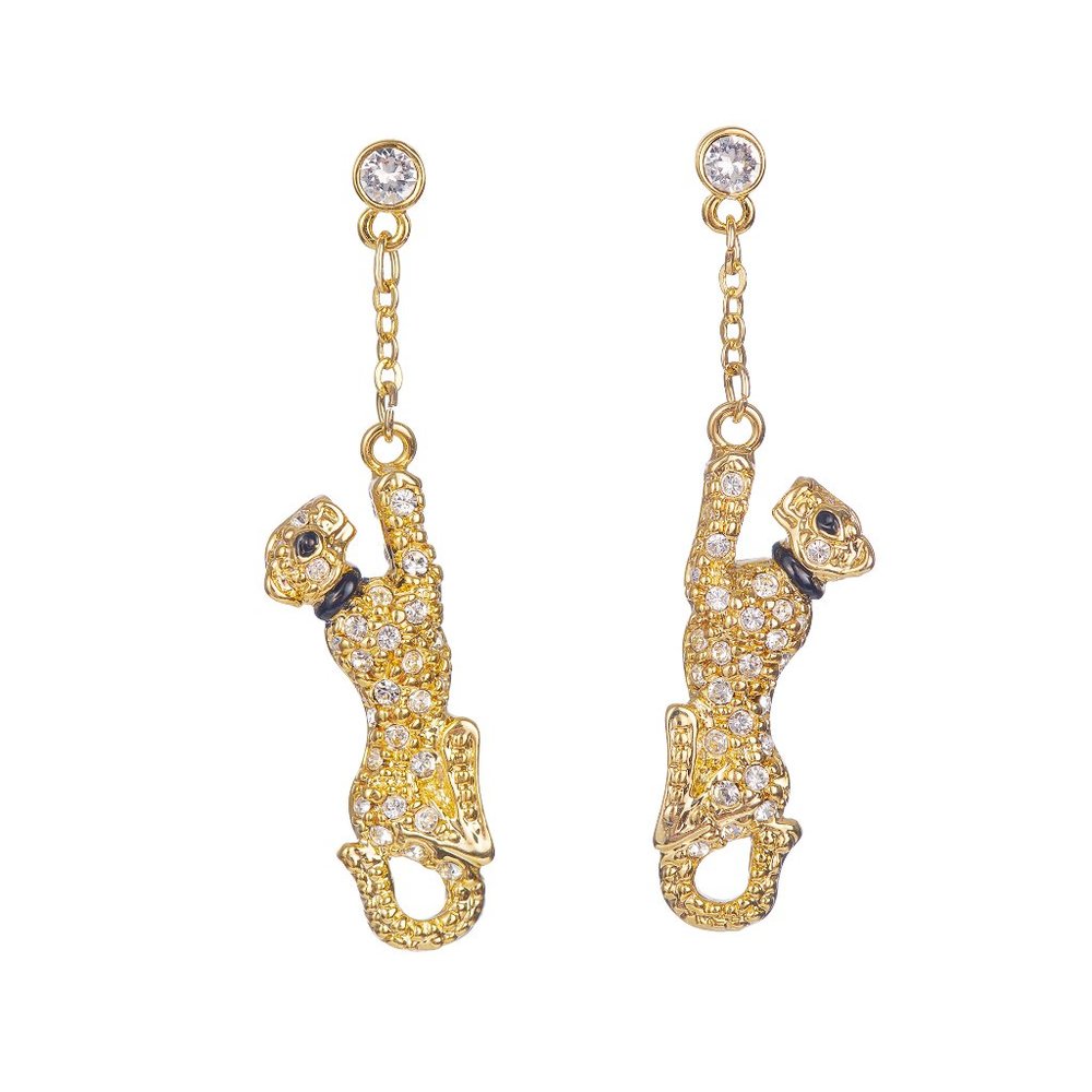 20K Gold Swarovski Panther Earrings